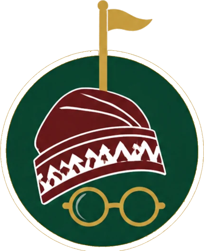 Tinubu Golf Classic medallion — a fila cap and glasses beneath a golf flag